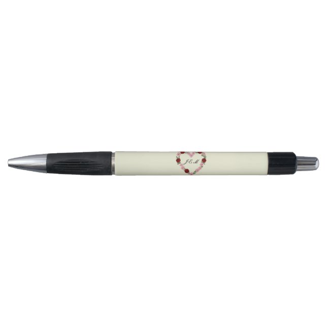 Caneta Crème avec un centre floral rose et rouge (Frente)