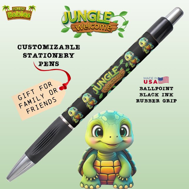 Caneta Cute Box Turtle, Tortoise Back to School Supply 🐢 (Cute Tortoise Adorable Box Turtle Woodland Wildlife Cartoon Graphic Animal Character Ink Pen 🐢)