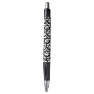 Caneta Damasco preto e branco elegante
