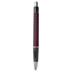 Caneta de Cluster com Flor Rosa e Preto