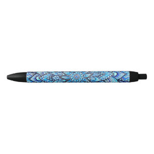 Caneta de Design de Mandala com Lápis de Cor Azul