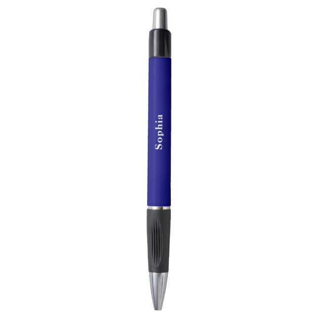 Caneta de escrita Emmy azul marinho personalizada  (Frente Vertical)