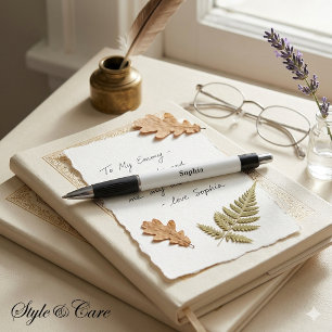 Caneta de escrita Emmy preta e branca personalizad