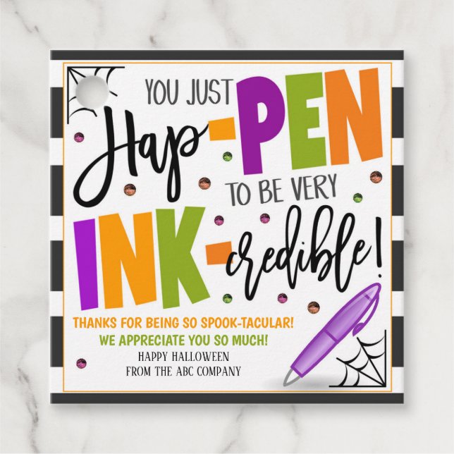 Caneta De Halloween Obrigado Dando Etiquetas (Frente)