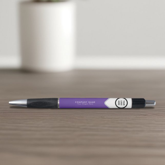 Caneta de Marca Promocional Roxa de Negócios Logo (Criador carregado)