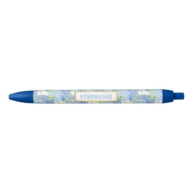 Caneta de Nome Personalizado Floral de Hydrangea A (Frente)