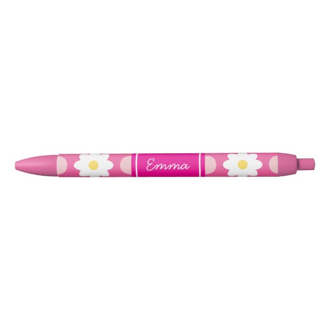 Caneta de Padrão Floral Retro Cor-de-Rosa Doce (Frente)