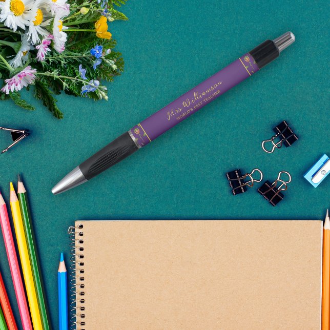 Caneta de Professores Florais Modernos Brilhantes (Bright Modern Floral Teacher's Pen. Say thank you with this personalised gift.)