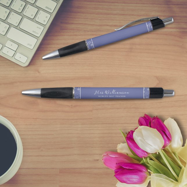 Caneta de Professores Florais Modernos Brilhantes (Bright Modern Floral Teacher's Pen. Say thank you with this personalised gift.)