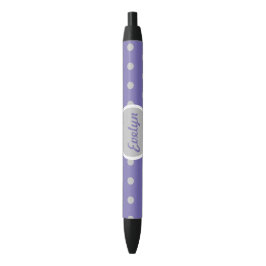 Caneta de Tinta Preta Bolinhas (Lavanda e Cinza)