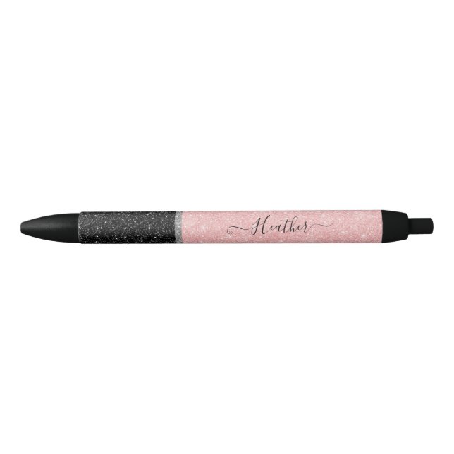 Caneta de Tinta Preta Cinzenta Rosa Personalizada (Frente)