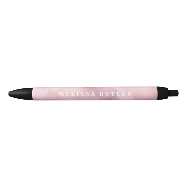 Caneta de Tinta Preta com Glitter Rosa Girassol (Frente)