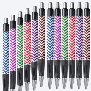 Caneta de Tinta Preta com Padrão Colorido