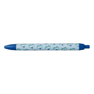 Caneta de tinta preta com padrão de coração orgulh