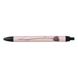 Caneta de Tinta Preta com Rosa Triplo