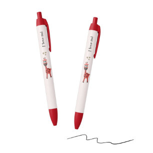 Caneta de tinta preta de girafa vermelha