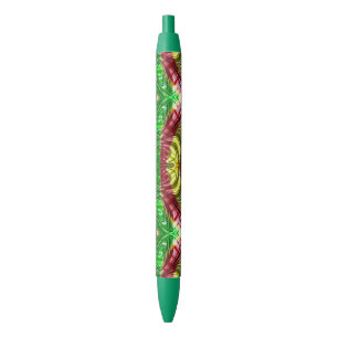 Caneta de Tinta Preta Design de Natal Verde Amarel