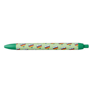 Caneta de tinta preta do padrão cardíaco Rainbow