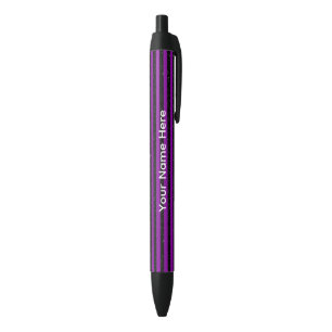 Caneta de Tinta Preta e Roxa Listrada Personalizad