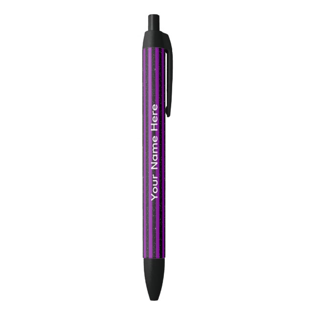 Caneta de Tinta Preta e Roxa Listrada Personalizad (parte de inferior (Vertical))