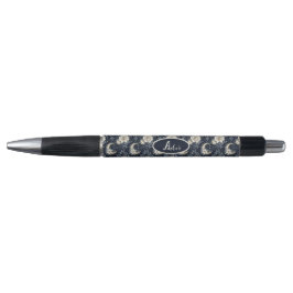 Caneta Design Floral Celestial Meia-Noite & Lua Crescente