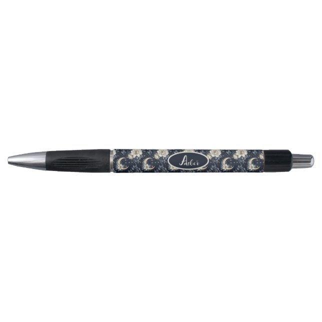 Caneta Design Floral Celestial Meia-Noite & Lua Crescente (Frente)