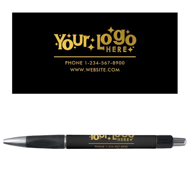 Caneta Detalhes do contato do logotipo profissional Doura (Professional Gold Business Logo Contact Details Pen)