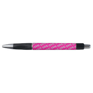 Caneta Diamante azul sobre design de borda rosa quente