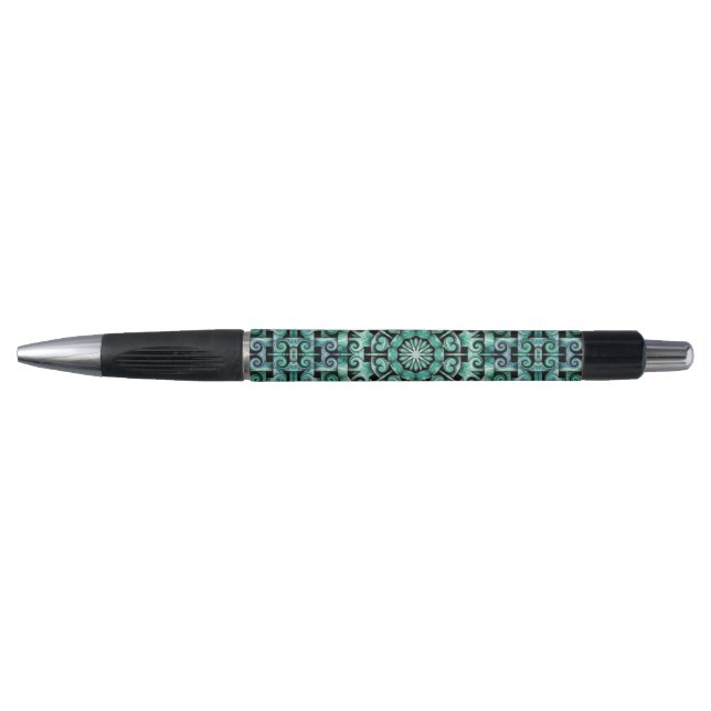 Caneta Diversão com azul-turquesa e preto (Frente)