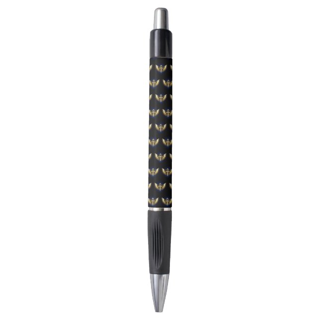 Caneta Dourada Ankh com Asas (Frente Vertical)