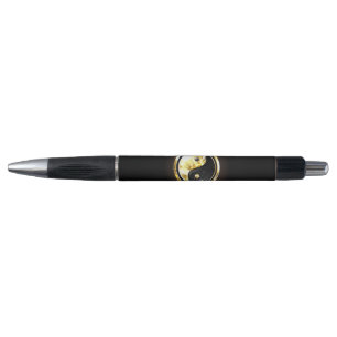 Caneta Dourado Yin Yang a preto