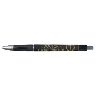 Caneta Doutor - símbolo médico - preto e ouro