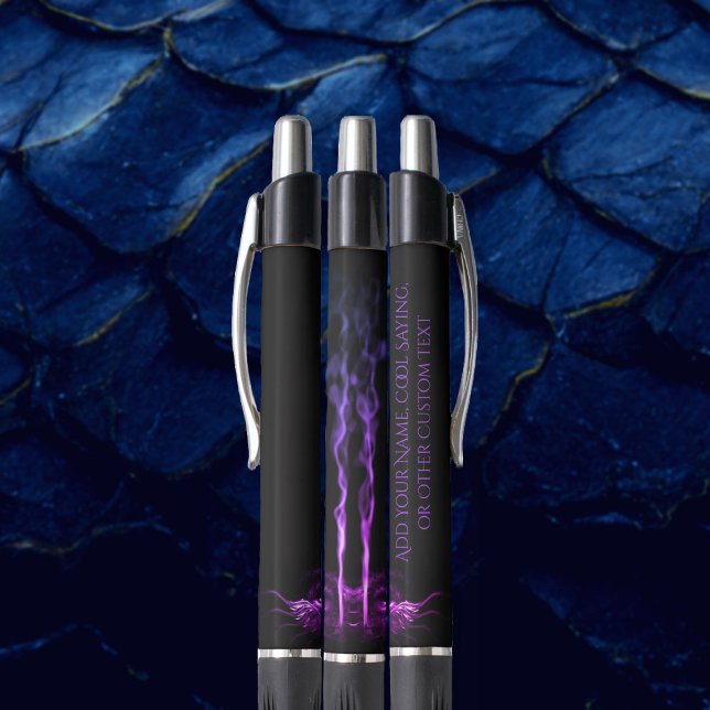 Caneta Dragão Negro e Roxo Fumaça com o seu nome (Criador carregado)