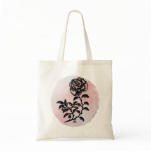 Caneta e Rosa de tinta no Bolsa Oval Rosa