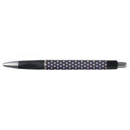Caneta Elegant Navy and Gold Geometric Tile Pattern