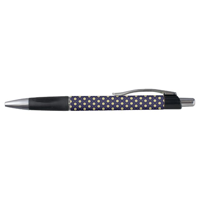 Caneta Elegant Navy and Gold Geometric Tile Pattern (Topo)