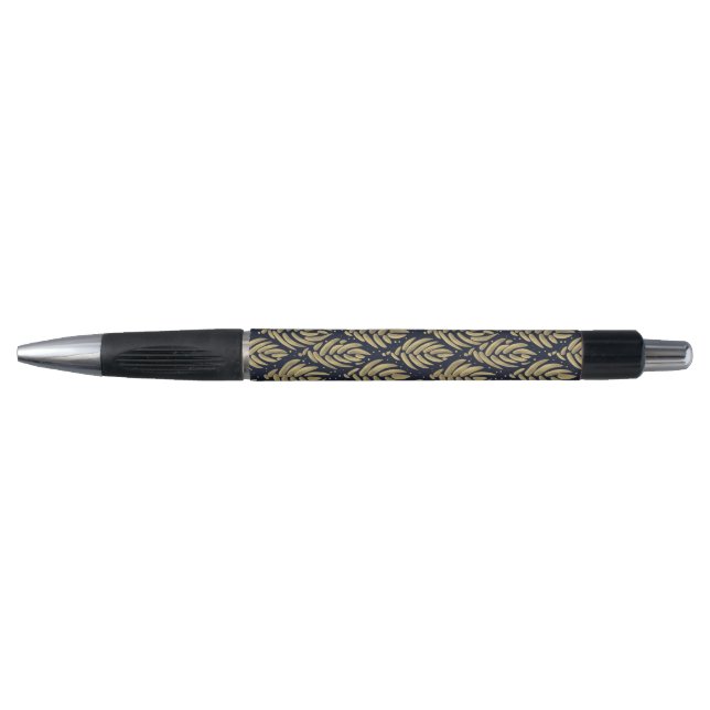 Caneta Elegant Navy Gold Leaf  Ballpoint Writing Tool (Frente)