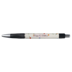 Caneta Elegante Minimalista Floral com Nome Person