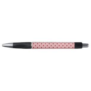 Caneta Elegante padrão de coração em doodle rosa e branco