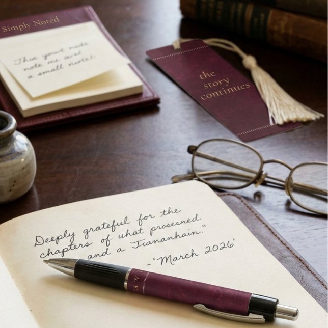 Caneta Estilo Heritage Burgundy em Couro (Criador carregado)