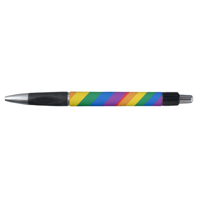 Caneta Feito Com Orgulho Coração Arco-íris Personalizado  (Frente)