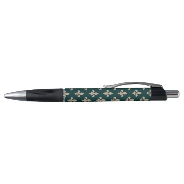 Caneta Fleur de Lis Pattern, Royal French Cream on Green (Topo)