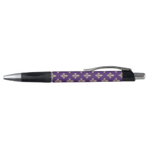 Caneta Fleur de Lis Pattern, Royal French Cream on Purple