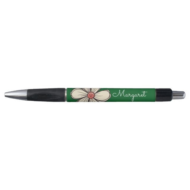 Caneta Flor Doodle Doce Colorida Nome Personalizado (Frente)