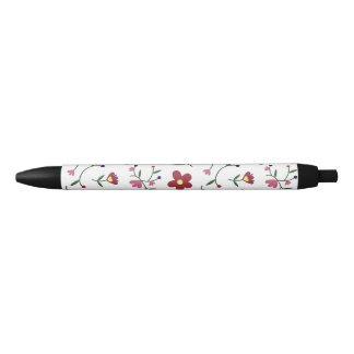 Caneta Floral, Acabamento Preto, Tinta Preta