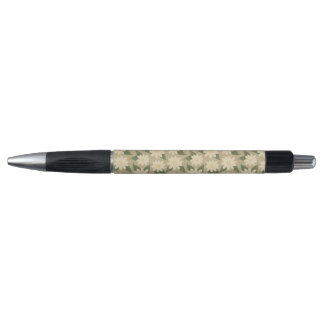 Caneta Floral Margarida Vintage em Verde Salvia e Creme