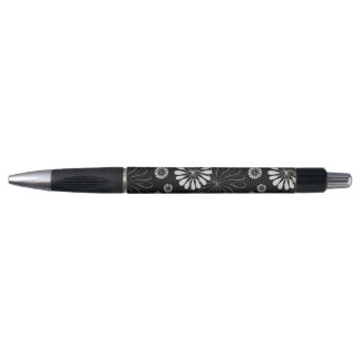 Caneta Floral Retro Preto e Branco