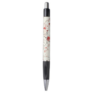 Caneta Floral Vermelho Creme