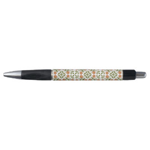 Caneta Flores Laranja, Padrão Floral, Folhagem, Boho