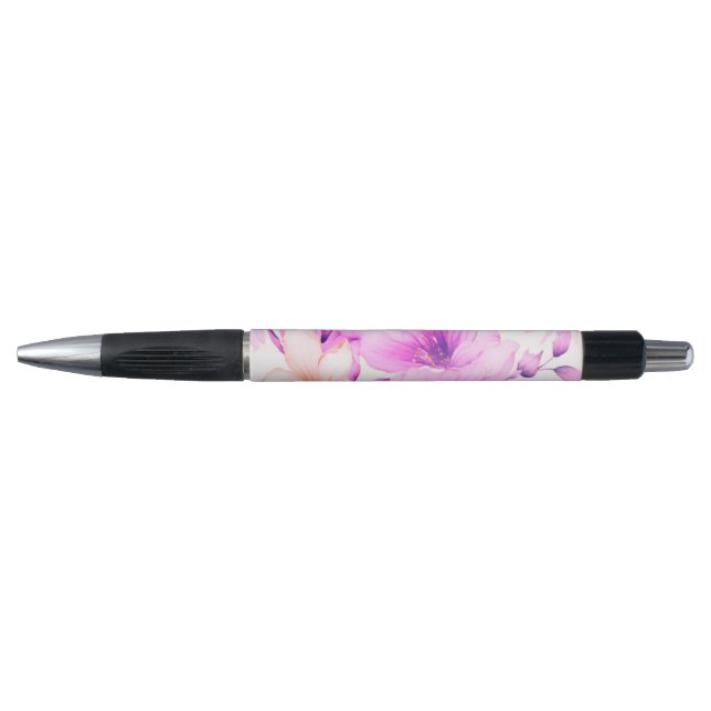 Caneta Flores Rosa De Aquarela Delicada (Frente)